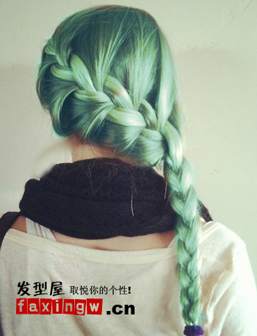美美綠色頭髮圖片 清新純淨