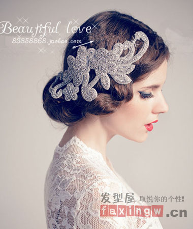 2013歐美奢華新娘髮飾圖片   簡單髮飾妝點你的新娘髮型