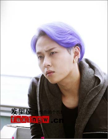 男生紫色頭髮造型 個性紫色短髮髮型圖片