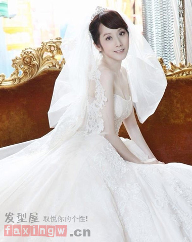  許慧欣微博自曝婚紗照 精緻新娘盤發造型美若仙子