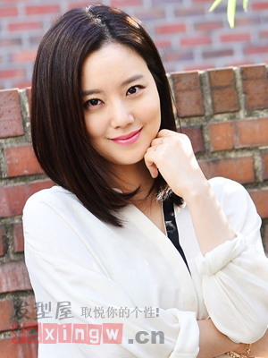 韓國美女文彩元示範圓臉髮型 純美簡約OL范