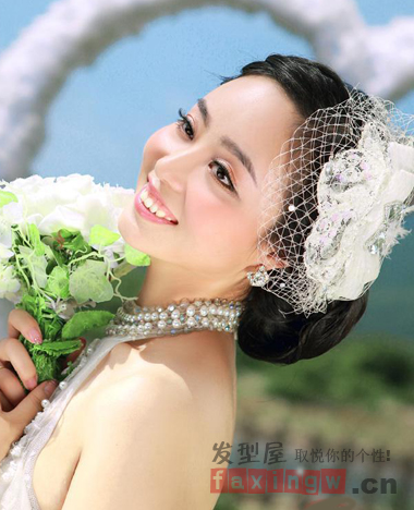 中式復古新娘髮型圖片