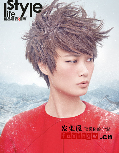 李宇春聖誕寫真曝光 雪中凌亂短髮酷勁十足